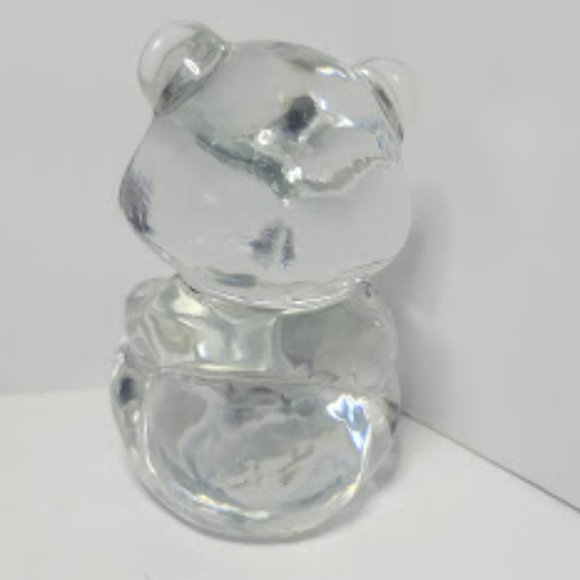 VINTAGE FENTON CLEAR GLASS BIRTHDAY BEAR FEBRUARY PURPLE AMETHYST COLORED HEART - Picture 2 of 5